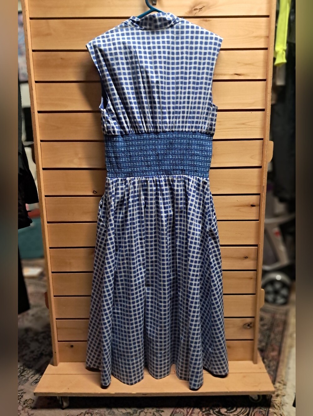 Anthropologie Maeve "The Tommie" Cap-Sleeve Smocked Front-Zip Midi Dress Size L - Picture 2 of 3